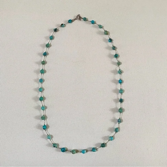 MARGO MORRISON TURQUOISE NECKLACE 36” HANDMADE